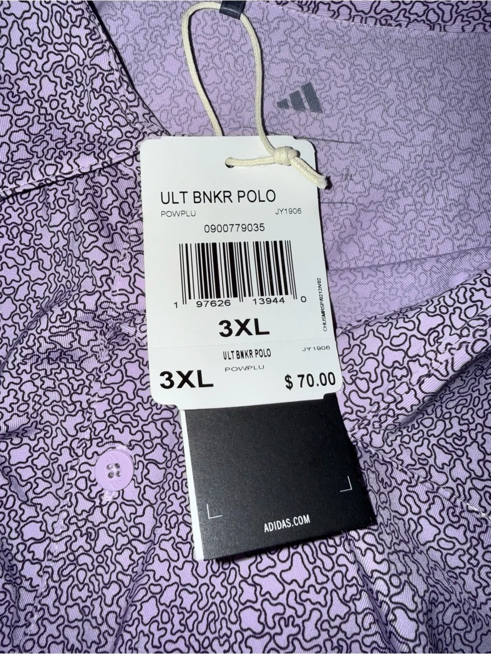 Adidas Ultimate365 Bunker Golf Polo Men 3XL Purple Print NWT $70